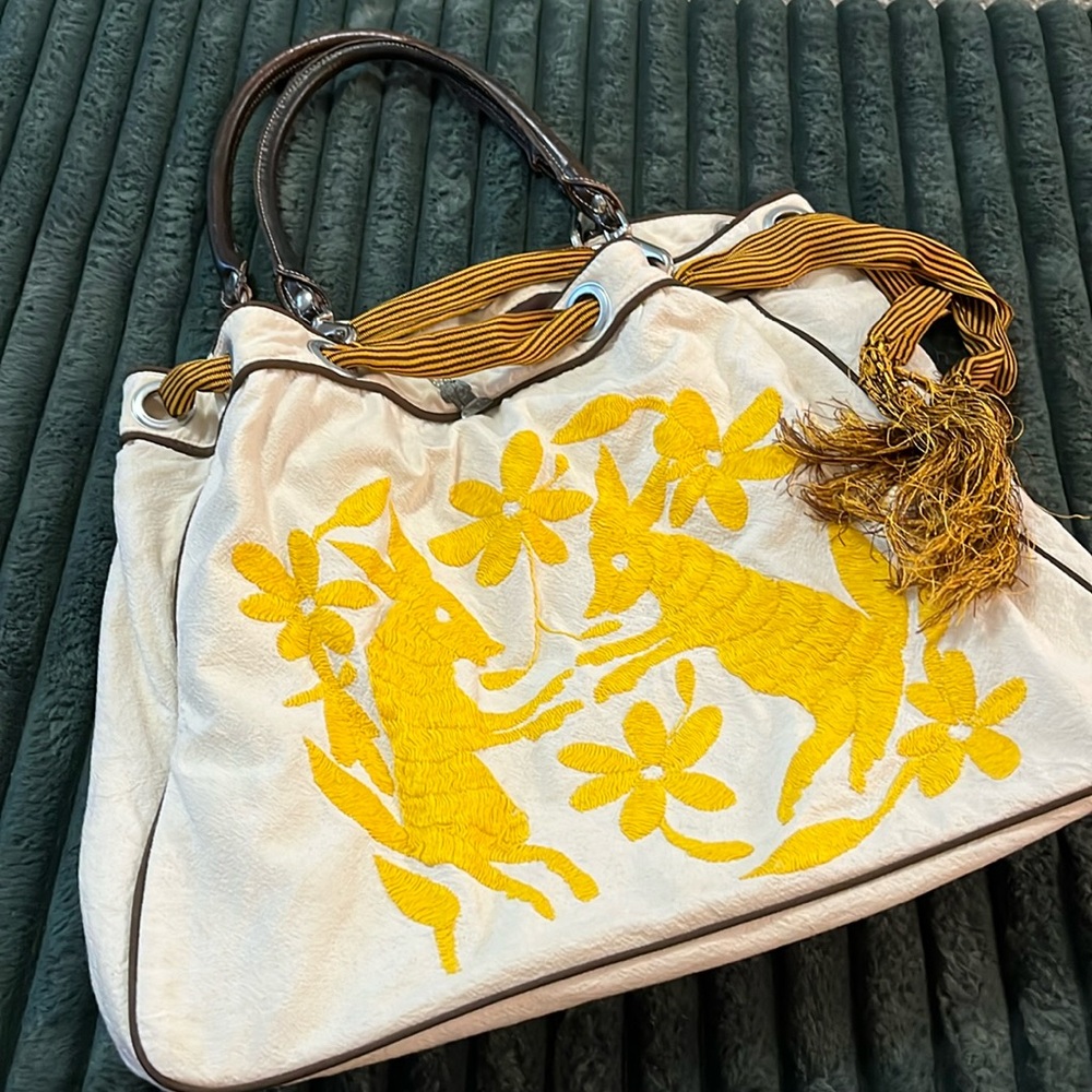 Nahui Ollin Embroidered Large Shoulder Bag.